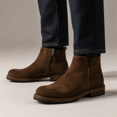 PASCH Sterling Side-Zip Boot in Coffee Brown Leather, on-foot view
