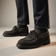 PASCH Mariner Boat Shoe in Gray Roughout Shell Cordovan, on-foot view