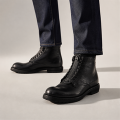PASCH Atlas Plain-Toe Service Boot in Black Leather, on-foot view