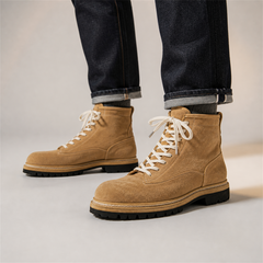 PASCH Summit Moc-Toe Service Boot in Caramel Brown Leather, on-foot view