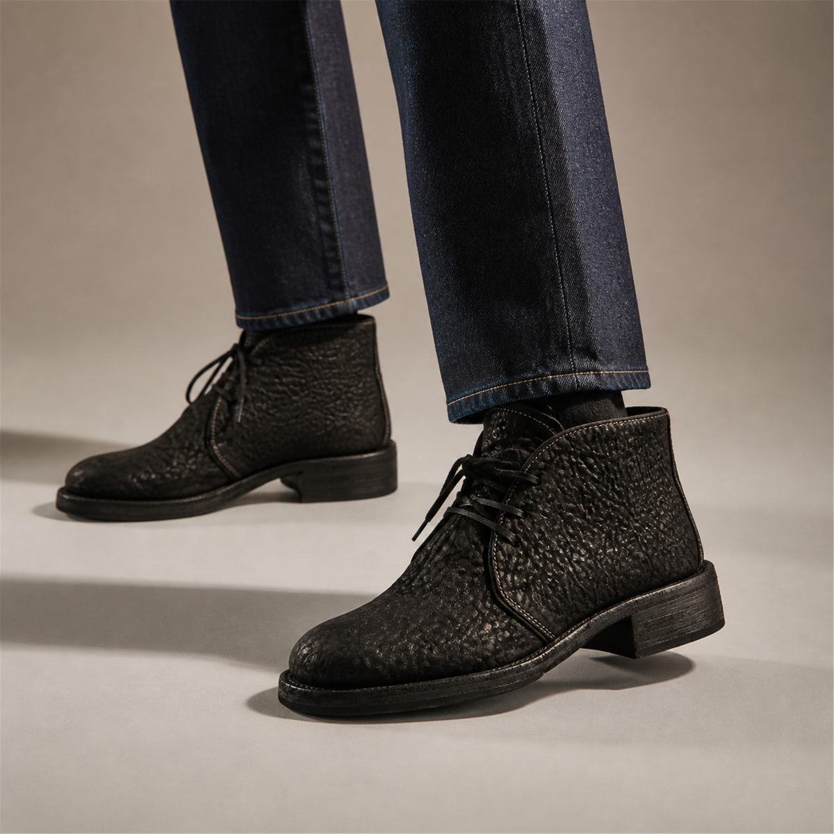 PASCH Holden Chukka Boot in Black Shell Cordovan, on-foot view