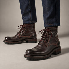 PASCH 262319A Coffee shell cordovan boots, on-foot view with both feet