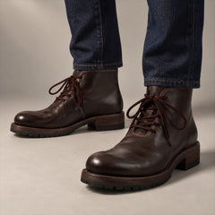 PASCH 262320A Coffee shell cordovan boots, on-foot view with both feet