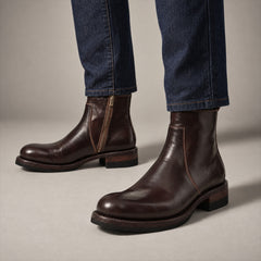 PASCH 262321A Coffee shell cordovan boots, on-foot view with both feet