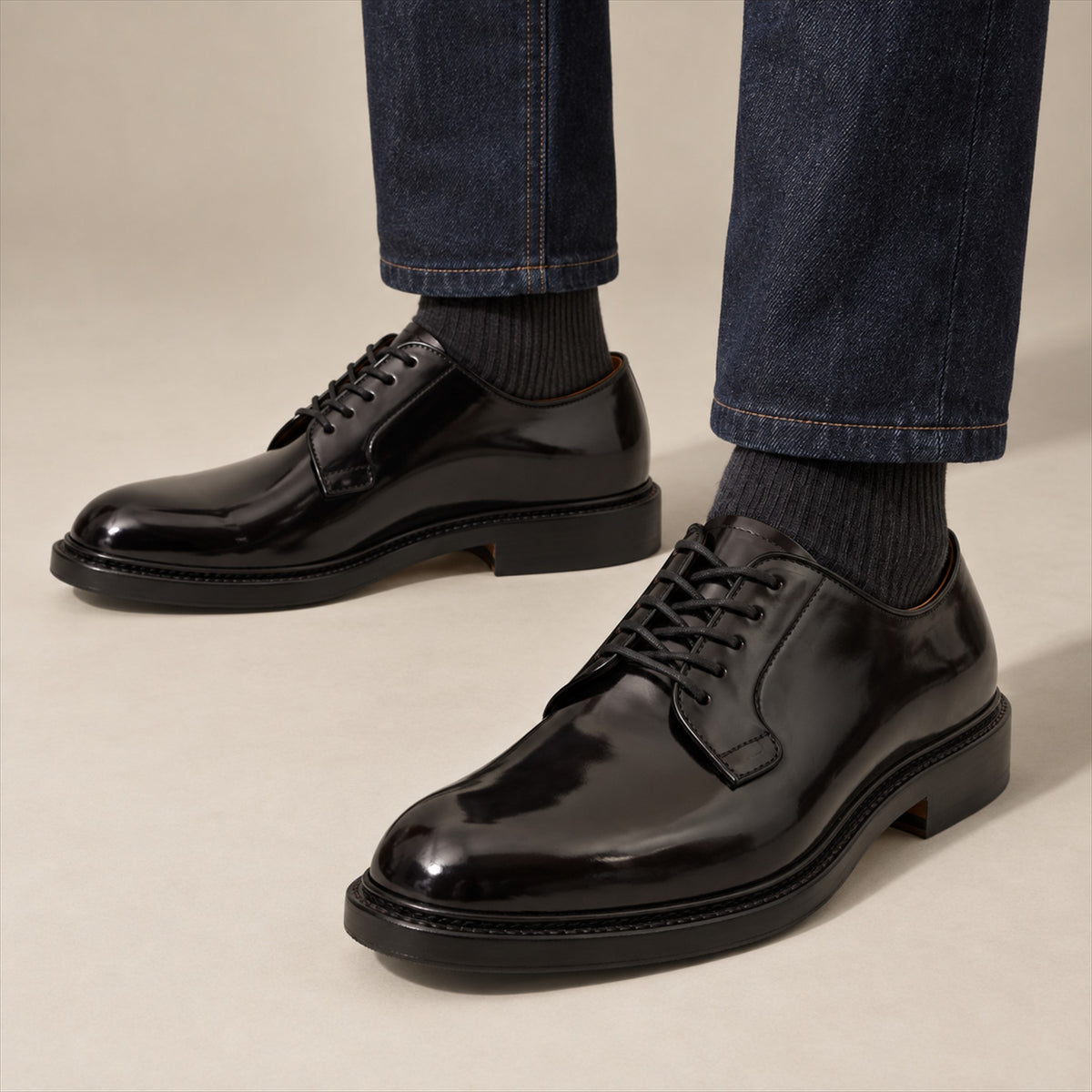 PASCH 267110A Dark Brown leather derby shoes, on-foot view