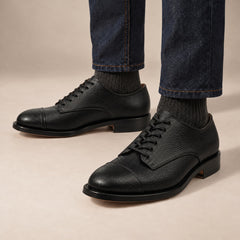 PASCH 267111B Black shell cordovan footwear, on-foot view with both feet