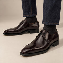PASCH 267116A Dark Brown shell cordovan footwear, on-foot view with both feet