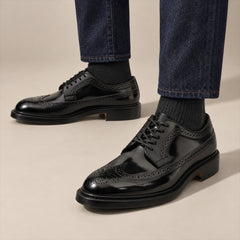 PASCH 267117B Black shell cordovan footwear, on-foot view with both feet