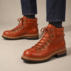 PASCH 267125A Brown shell cordovan footwear, on-foot view with both feet