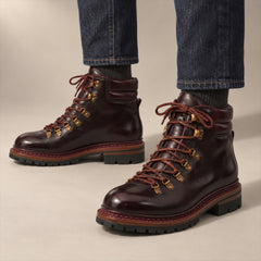 PASCH 267125C Wine Red shell cordovan footwear, on-foot view with both feet