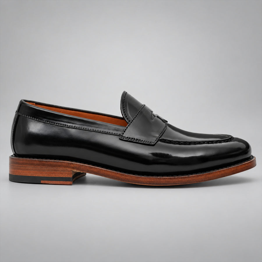 PASCH 267113B Black shell cordovan footwear, side view