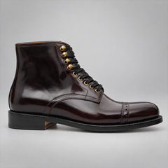 PASCH 267126B Dark Brown shell cordovan cap-toe boots, side view