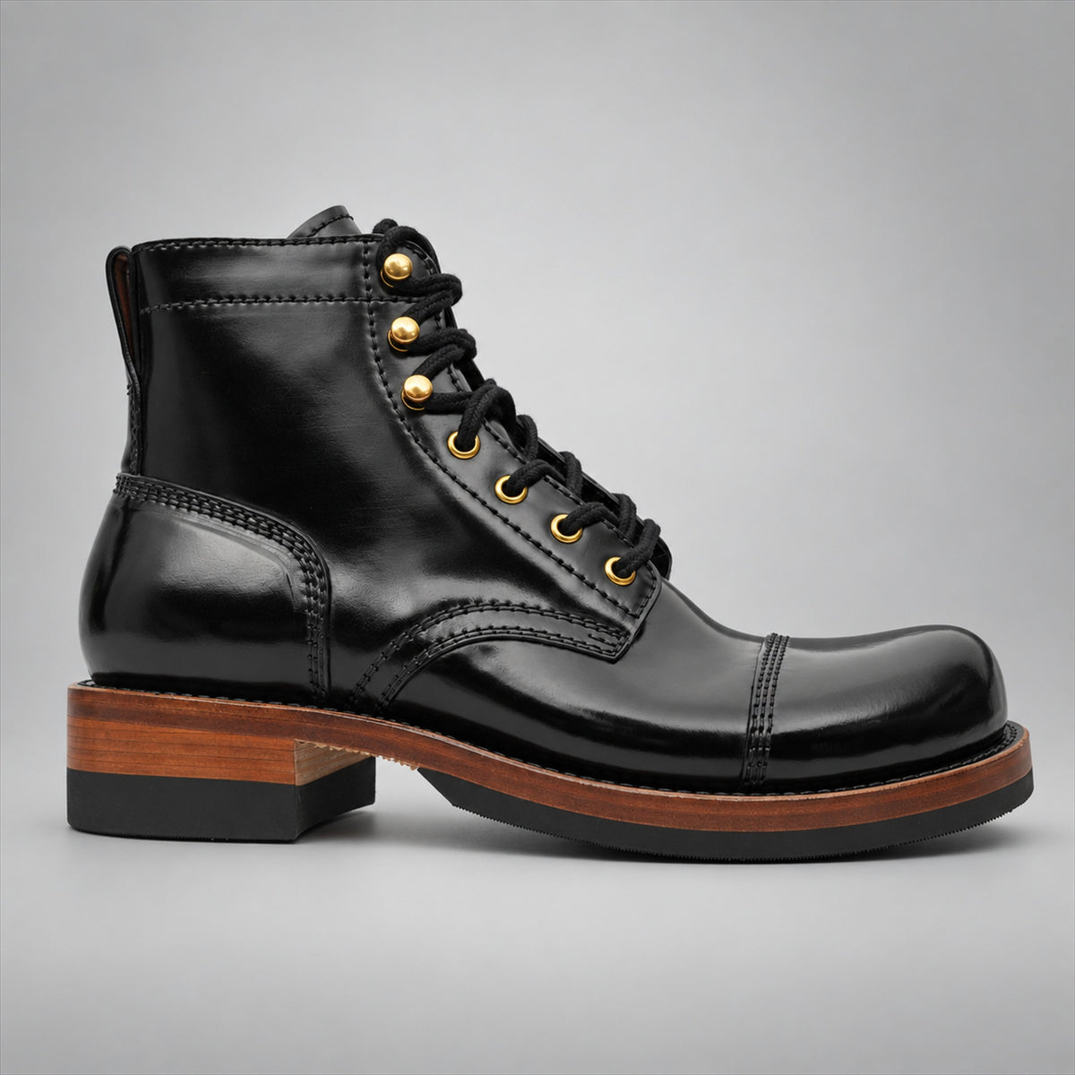 PASCH 267128B Black shell cordovan footwear, side view