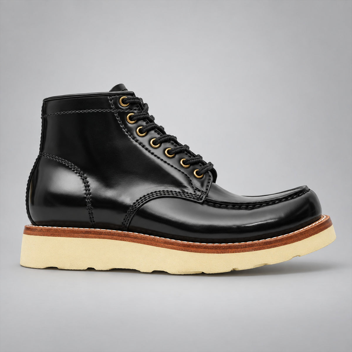 PASCH 267129B Black shell cordovan footwear, side view
