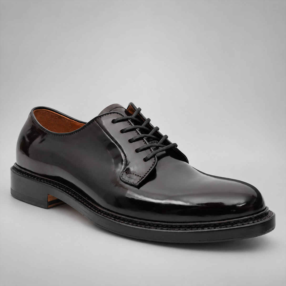 PASCH 267110A Dark Brown leather derby shoes, angle view