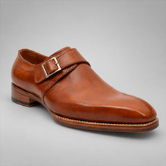 PASCH 267112A Brown shell cordovan footwear, angle view
