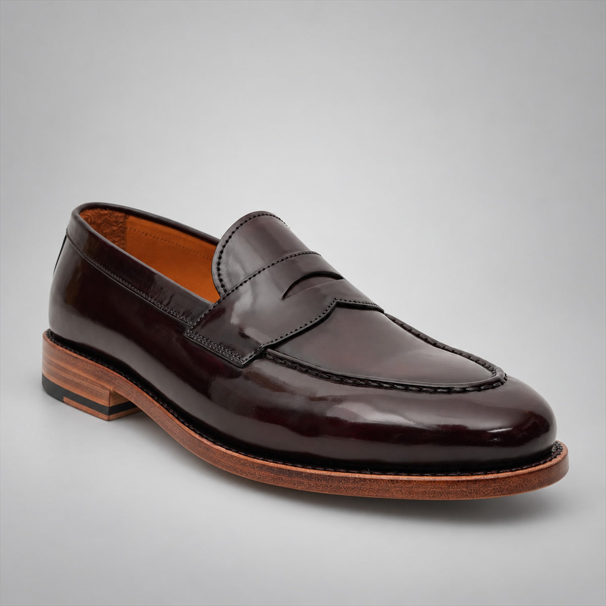 PASCH 267113A Dark Brown shell cordovan footwear, angle view