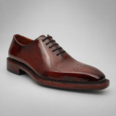 PASCH 267118A Coffee shell cordovan footwear, angle view