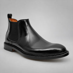 PASCH 267127B Black shell cordovan footwear, angle view