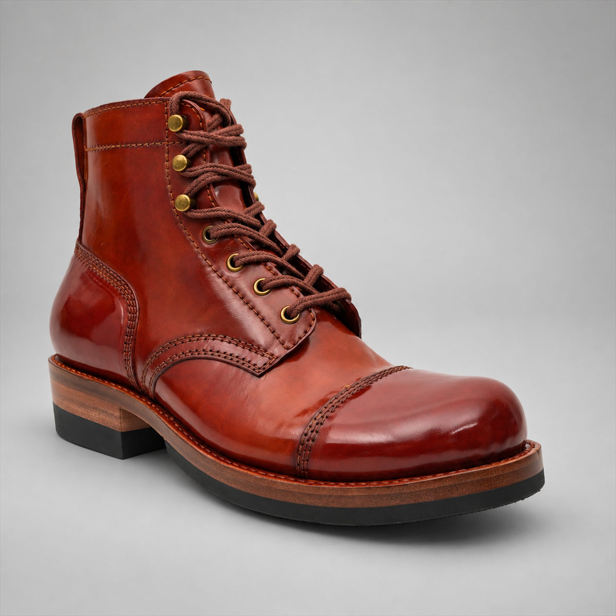 PASCH 267128A Brown shell cordovan footwear, angle view