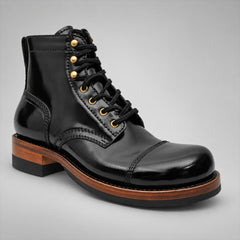 PASCH 267128B Black shell cordovan footwear, angle view