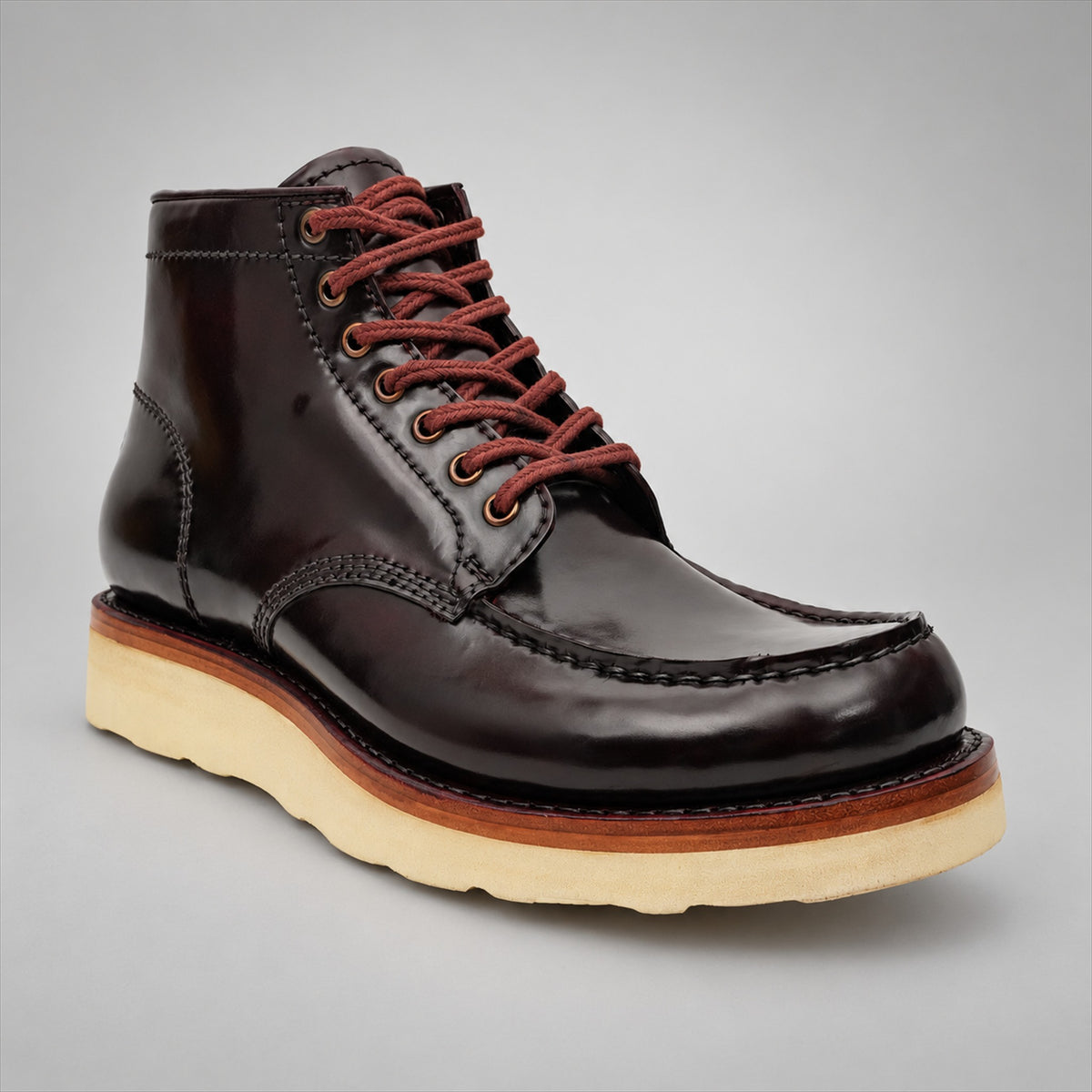 PASCH 267129A Dark Brown shell cordovan footwear, angle view