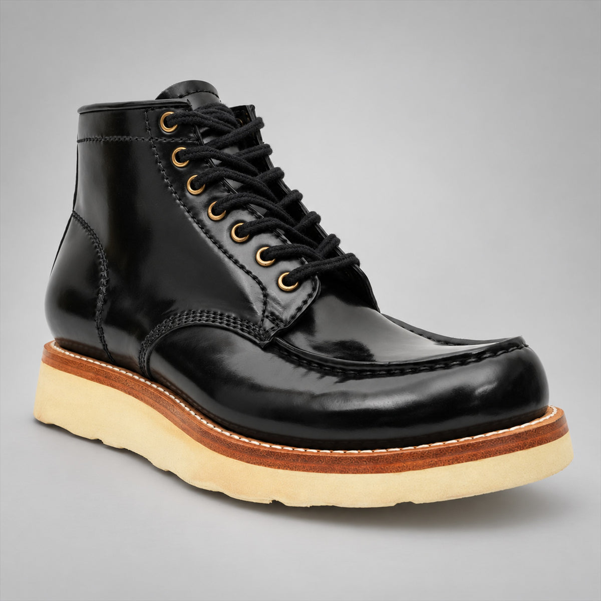 PASCH 267129B Black shell cordovan footwear, angle view