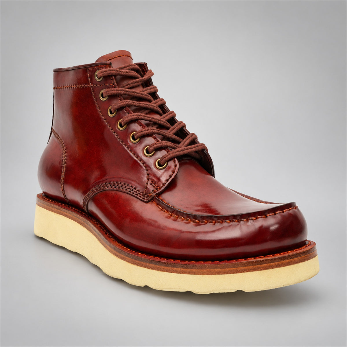 PASCH 267129C Brown shell cordovan footwear, angle view
