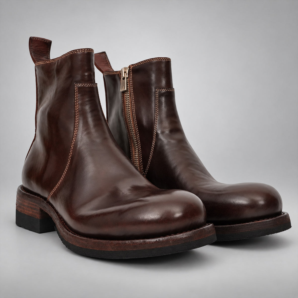 PASCH 262321A Coffee shell cordovan boots, 03-pasch-262321a-pair