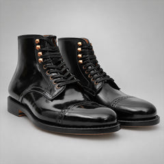 PASCH 267126A Black shell cordovan cap-toe boots, pair view