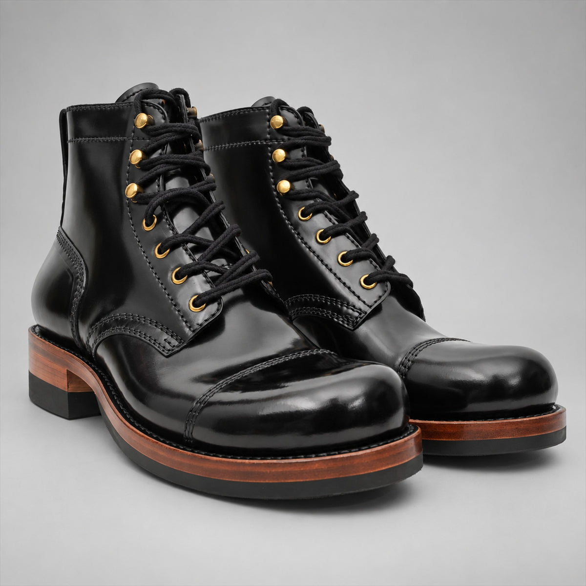 PASCH 267128B Black shell cordovan footwear, pair view