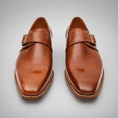 PASCH 267112A Brown shell cordovan footwear, front view