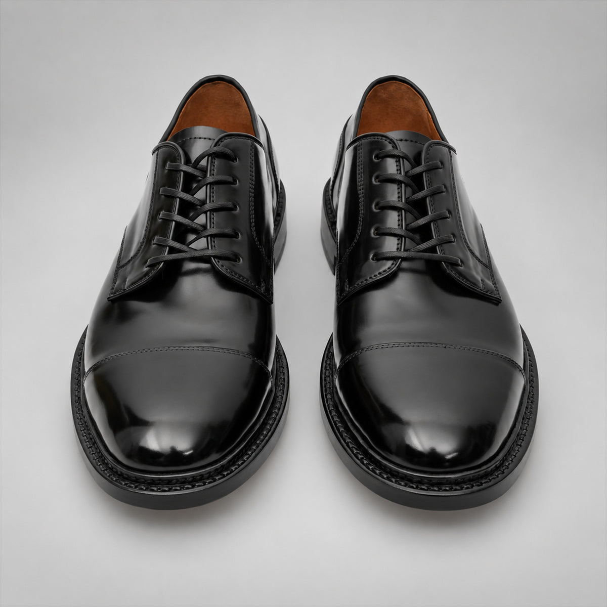 PASCH 267123B Black shell cordovan footwear, front view