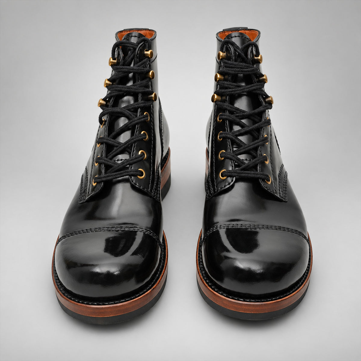 PASCH 267128B Black shell cordovan footwear, front view