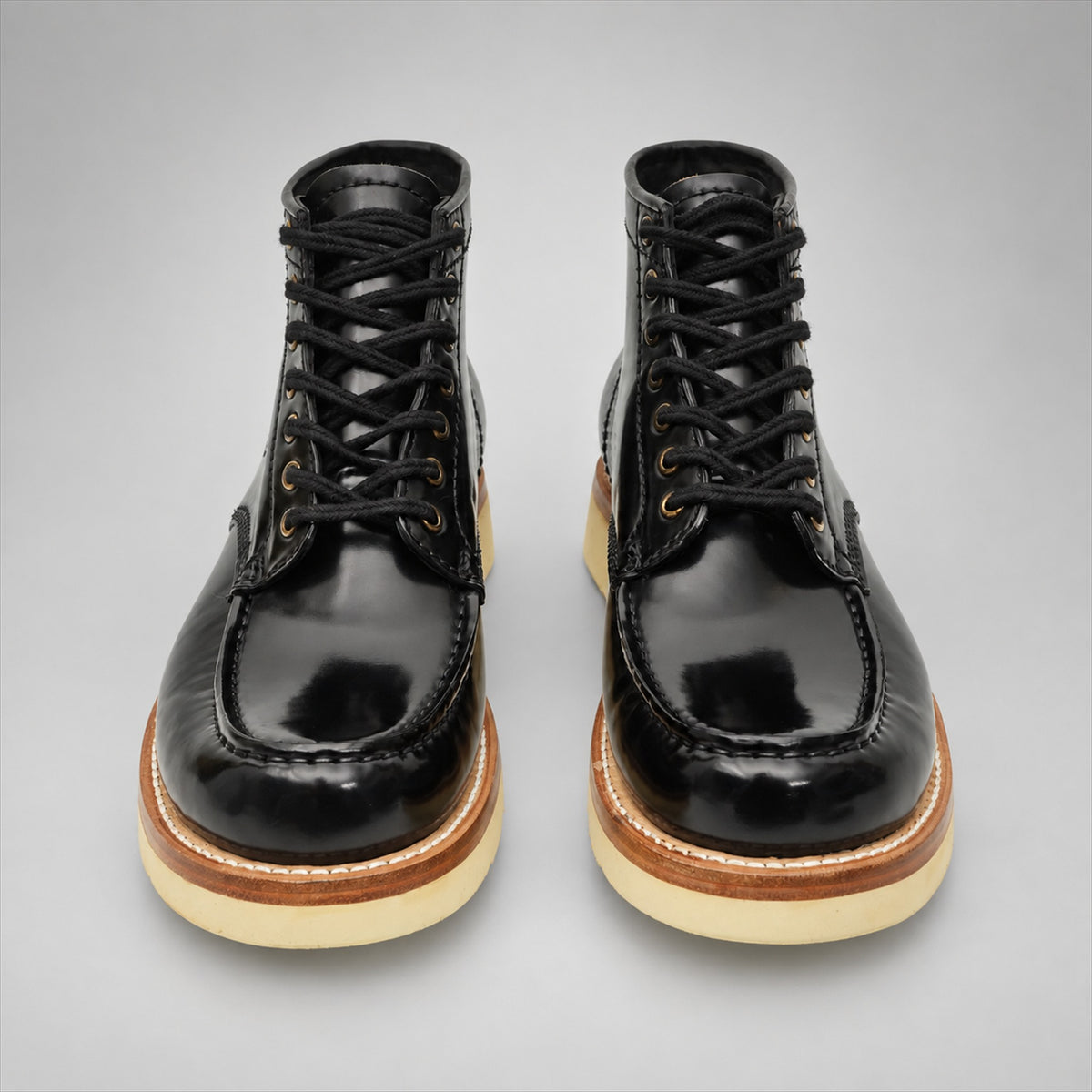 PASCH 267129B Black shell cordovan footwear, front view