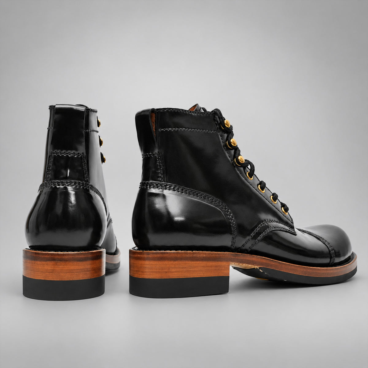 PASCH 267128B Black shell cordovan footwear, rear view