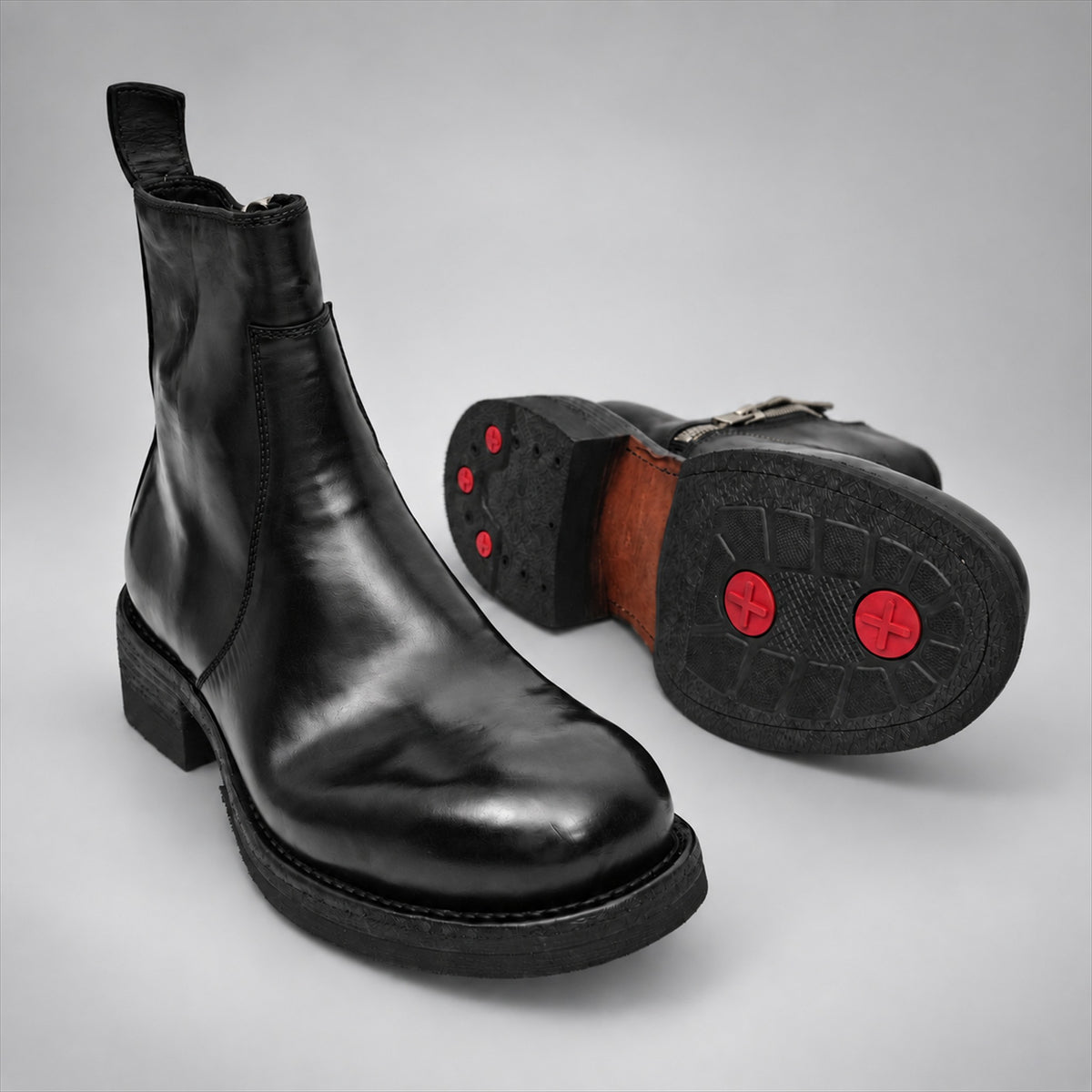 PASCH 262321B Black shell cordovan boots, 06-pasch-262321b-outsole