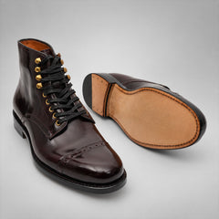 PASCH 267126B Dark Brown shell cordovan cap-toe boots, outsole view