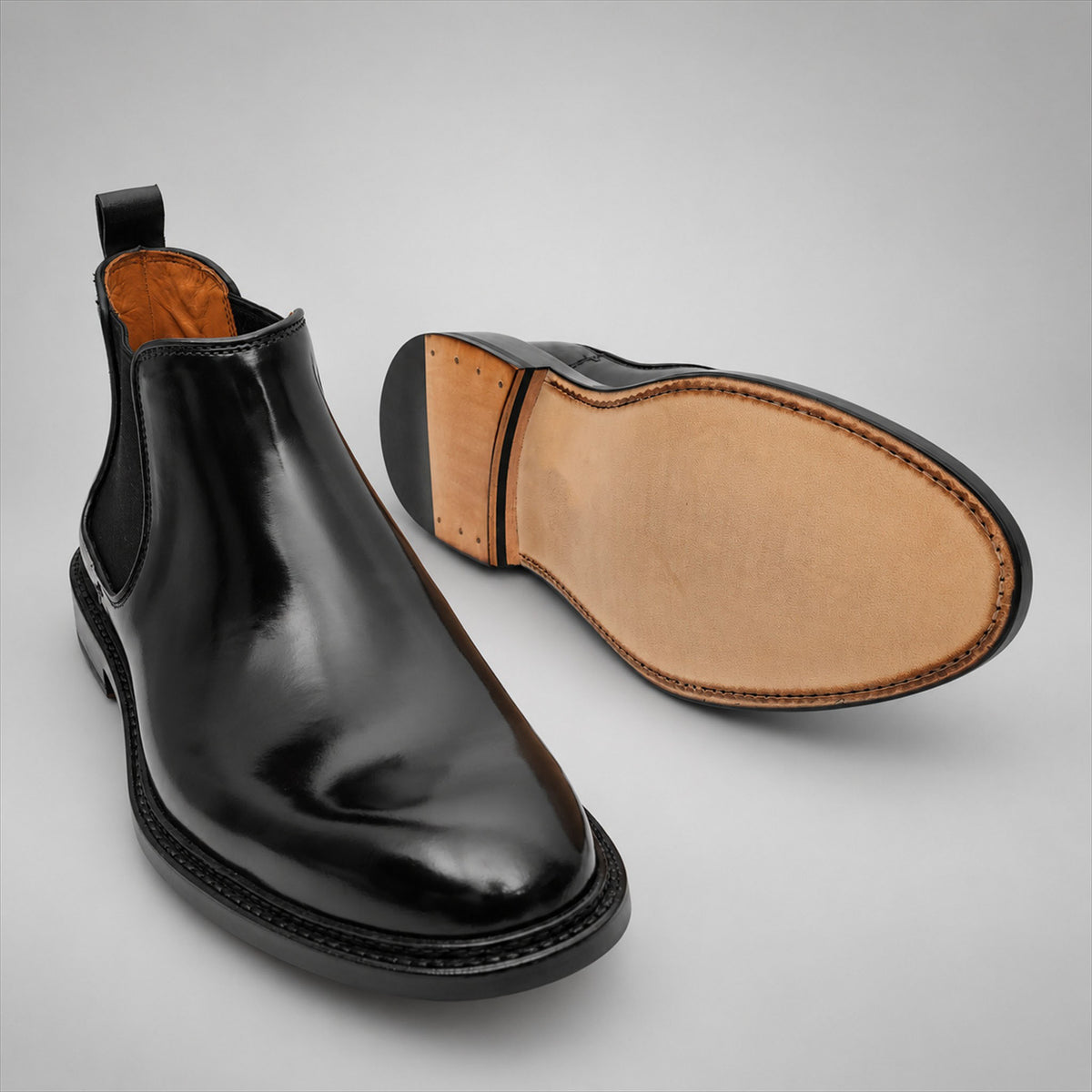 PASCH 267127B Black shell cordovan footwear, outsole view