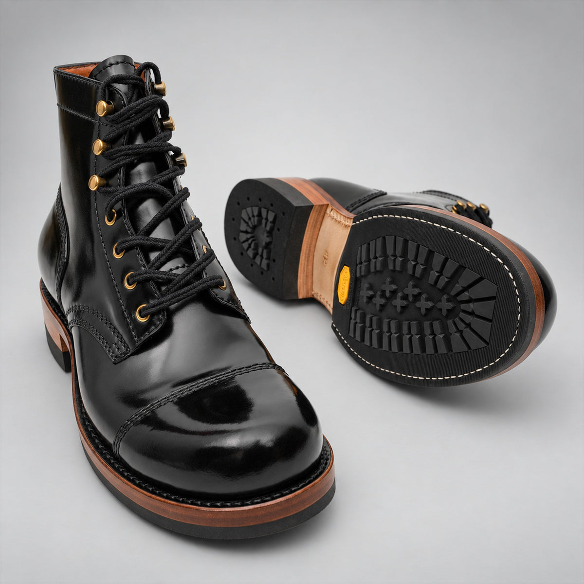 PASCH 267128B Black shell cordovan footwear, outsole view
