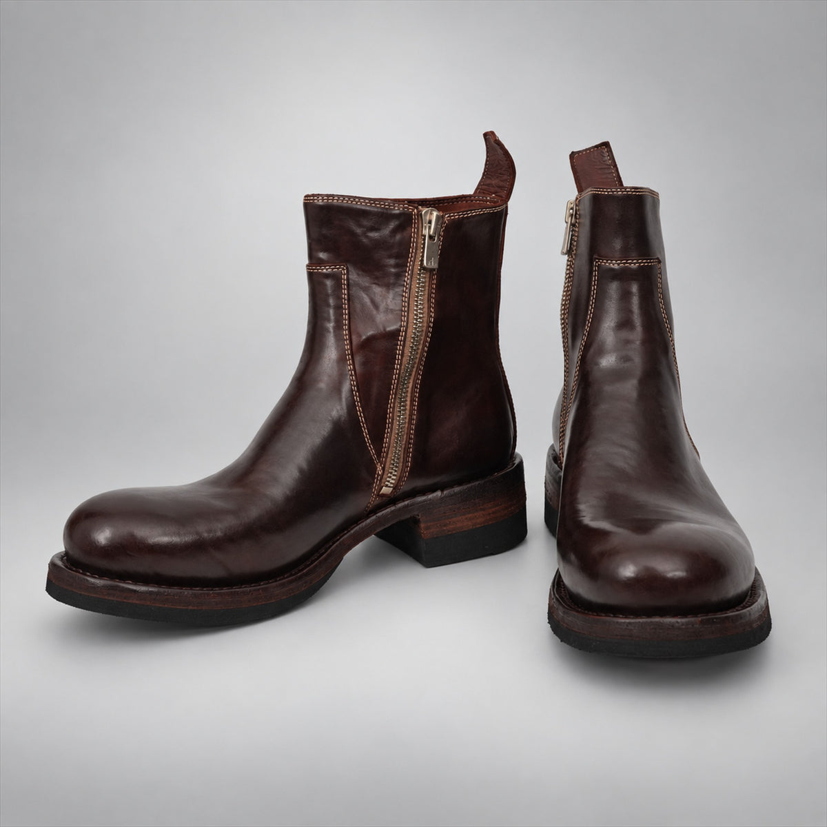 PASCH 262321A Coffee shell cordovan boots, 07-pasch-262321a-zipper-side
