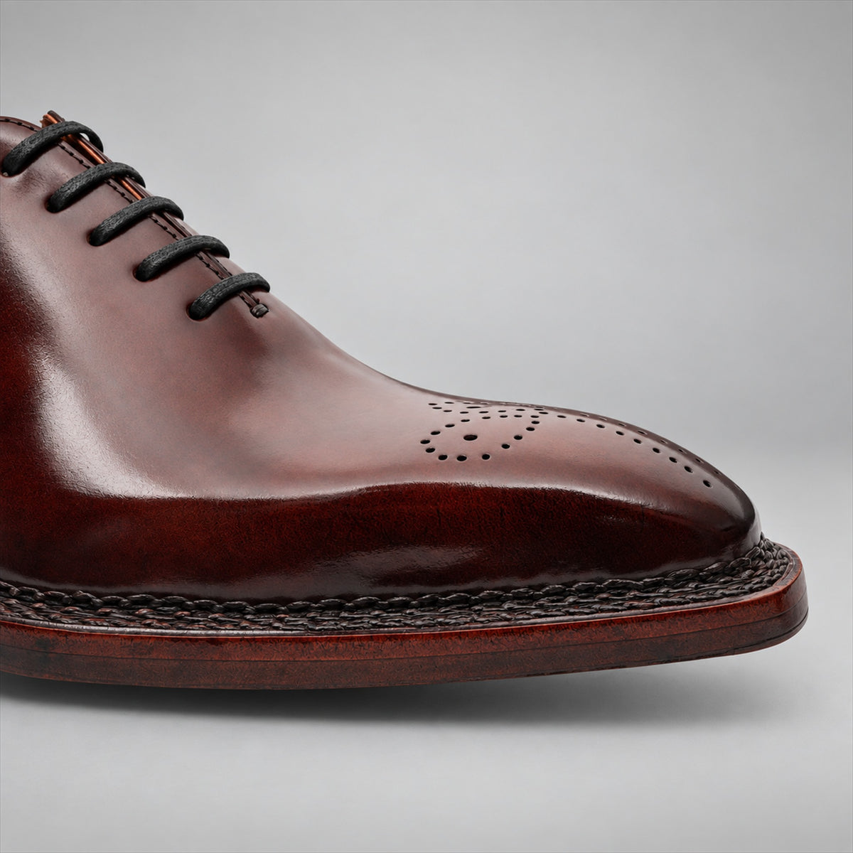 PASCH 267118A Coffee shell cordovan footwear, toe detail view