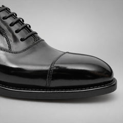 PASCH 267122B Black shell cordovan footwear, toe detail view