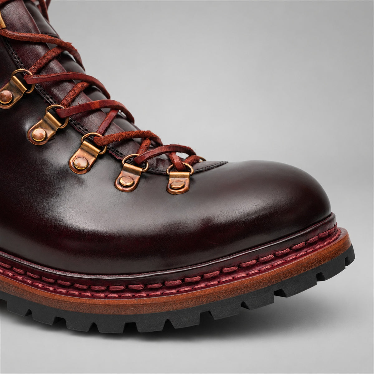PASCH 267125C Wine Red shell cordovan footwear, toe detail view