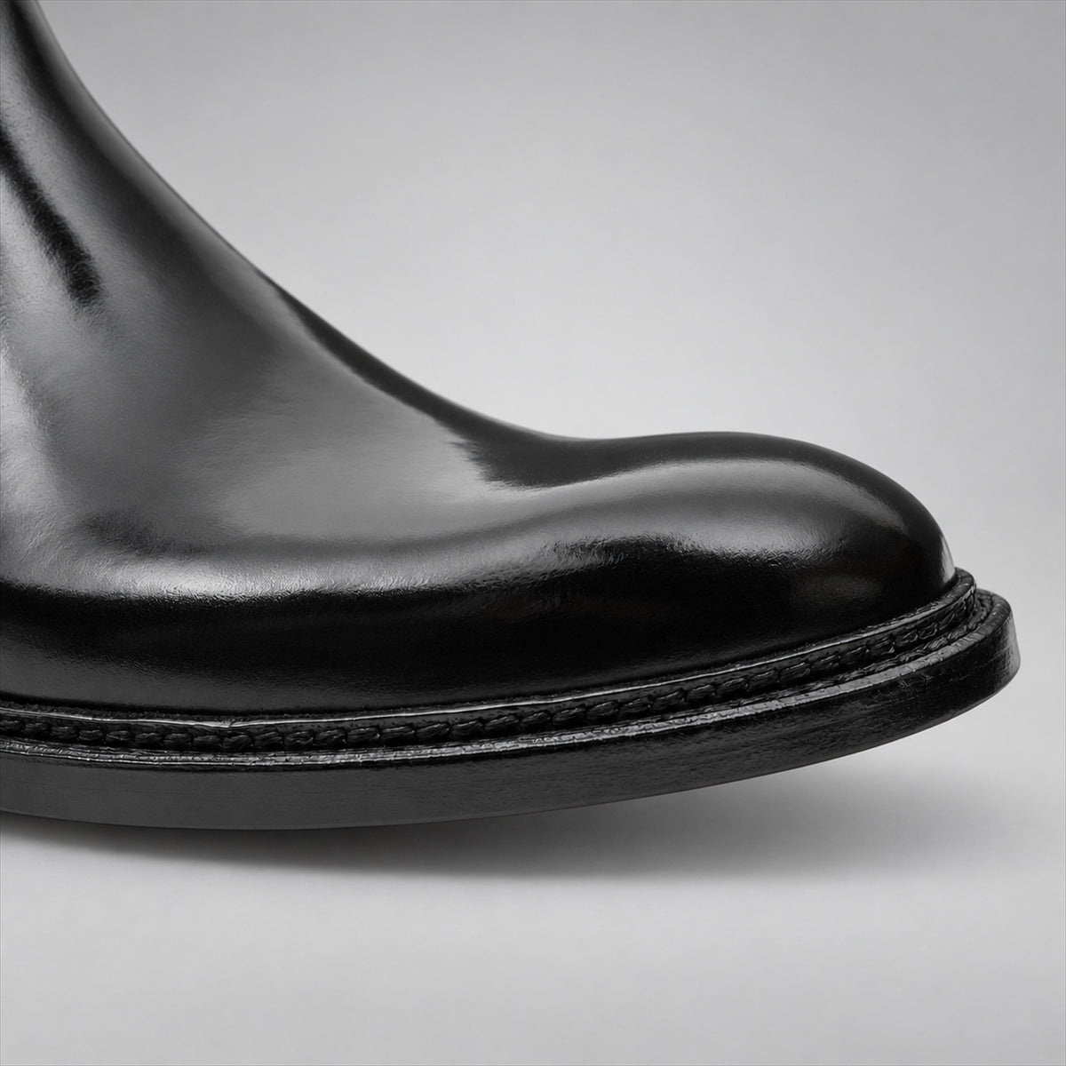 PASCH 267127B Black shell cordovan footwear, toe detail view