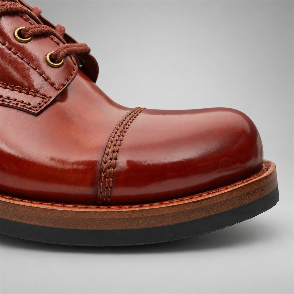 PASCH 267128A Brown shell cordovan footwear, toe detail view