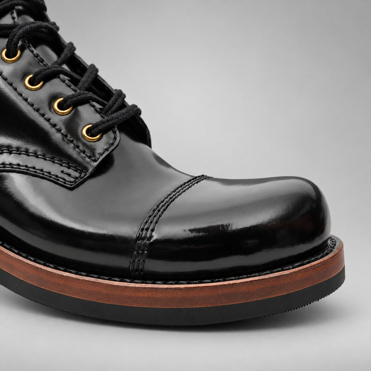 PASCH 267128B Black shell cordovan footwear, toe detail view