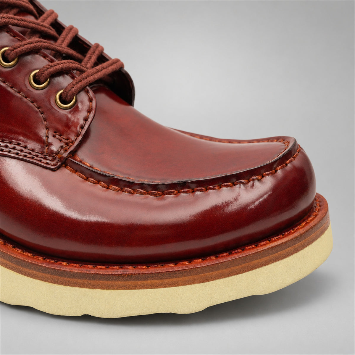 PASCH 267129C Brown shell cordovan footwear, toe detail view