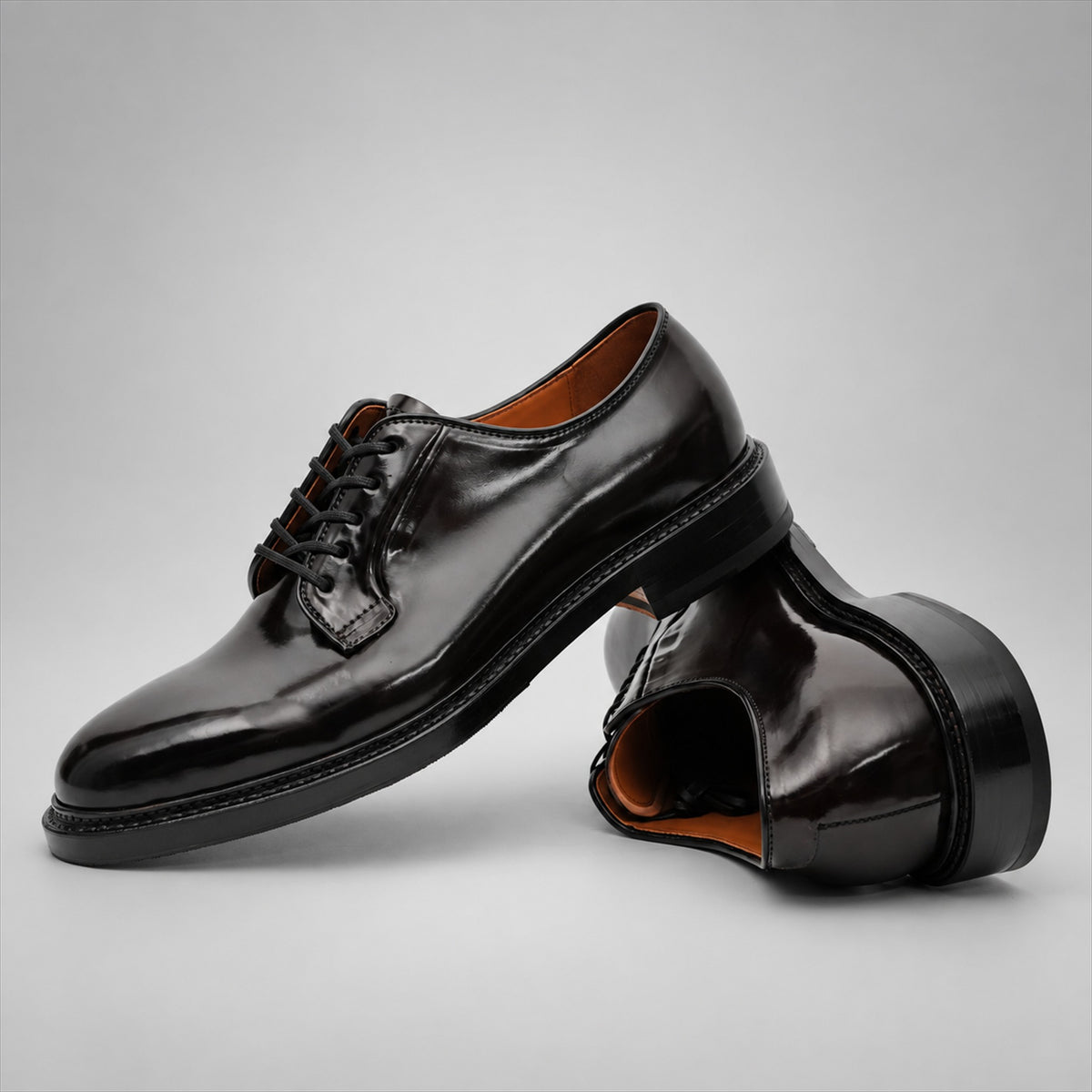 PASCH 267110A Dark Brown leather derby shoes, stacked view