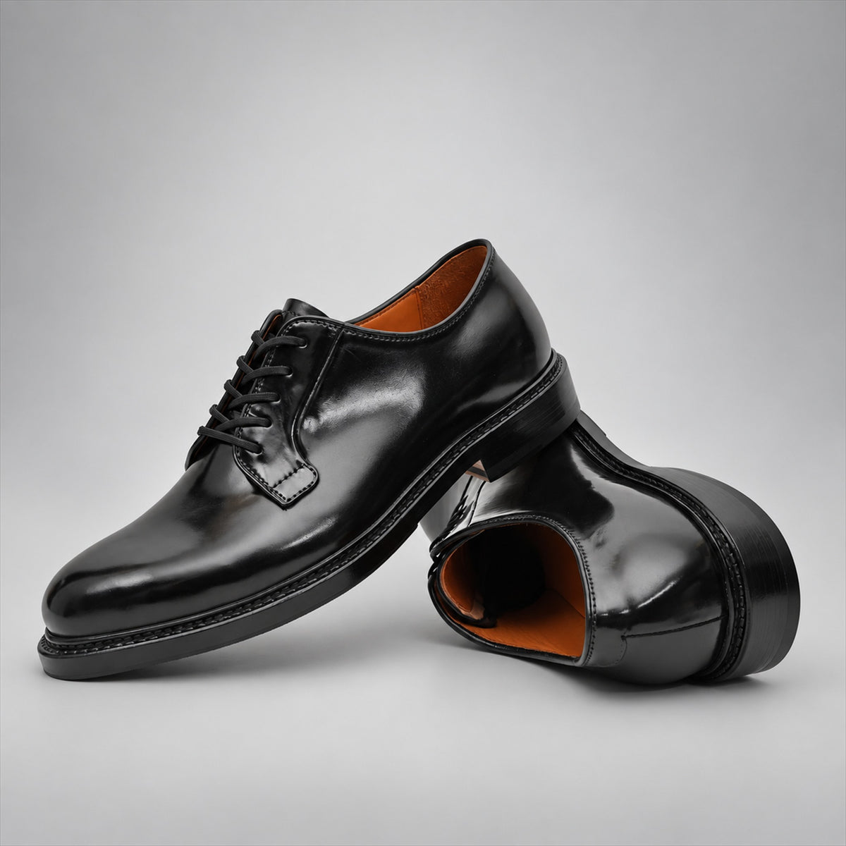 PASCH 267110B Black shell cordovan footwear, stacked view